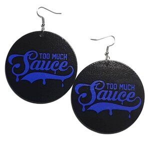 Too Much Sauce Royal Blue Medium Statement Wood Earrings